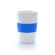 Стакан NELO, белый с синим, 350мл, 11,2х8см, тонкая керамика, силикон