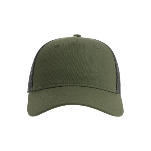 Бейсболка ZION, 5 клиньев, сетка,  100 % переработанный полиэстер, застежка, оливковый, черный