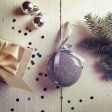Елочное украшение ПРАЗДНИК, плоское,  серебристый,  пластик, D8 см, тампопечать 