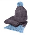 Вязаный комплект шарф и шапка GoSnow, антрацит c фурнитурой, голубой, 70% акрил,30% шерсть
