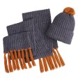 Вязаный комплект шарф и шапка GoSnow, антрацит c фурнитурой, оранжевый, 70% акрил,30% шерсть