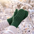 Варежки вязаные плотные НАСВЯЗИ©, тёмно-зелёный, 30% шерсть,70% акрил