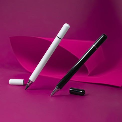 Ручка шариковая + карандаш вечный 2 в 1, белый, металл, в футляре