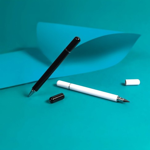 Ручка шариковая + карандаш вечный 2 в 1, белый, металл, в футляре