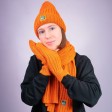 Шапка бини вязаная НАСВЯЗИ©, оранжевый, 30% шерсть,70% акрил