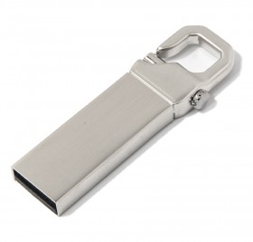 USB flash-карта CARABINE (16Гб), серебристая, 4,8х1,5х0,5 см, металл