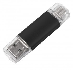 USB flash-карта ASSORTI OTG Type-C (8Гб), черная, 6,3х1,7х0,8 см, металл