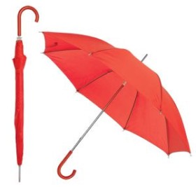 Зонт-трость с пластиковой ручкой, механический, красный, нейлон, D=105 см Зонт-трость с пластиковой ручкой, механический, красный, нейлон, D=105 см