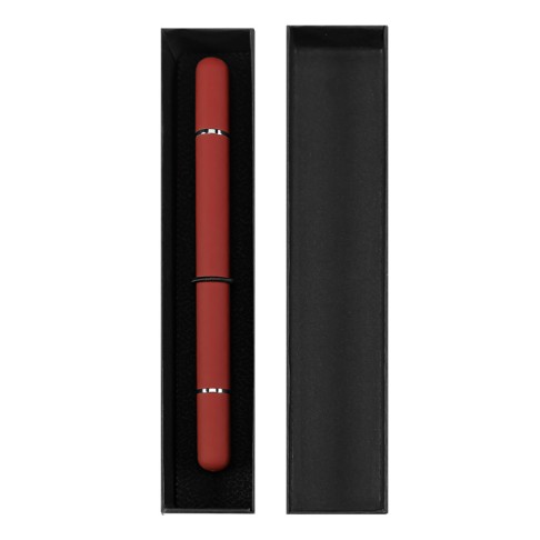 Ручка шариковая + карандаш вечный 2 в 1 soft, красный, металл, софт-покрытие, в футляре