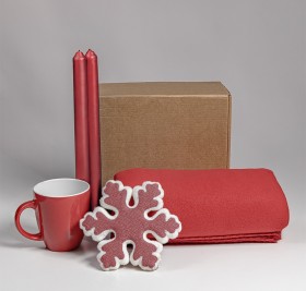 Набор подарочный MOOD: плед, кружка, игрушка, свечи; красный