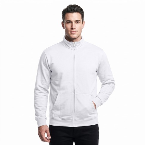 Толстовка унисекс на молнии KINETIC, белый, XL, 50 % хлопок, 50% полиэстер, 260 г/м2
