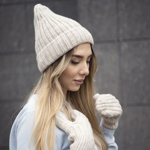 Шапка бини вязаная НАСВЯЗИ©, чёрный, 30% шерсть,70% акрил