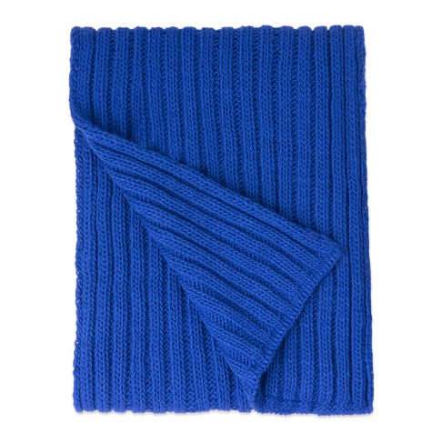 Шарф вязаный НАСВЯЗИ©, синий, 30% шерсть,70% акрил