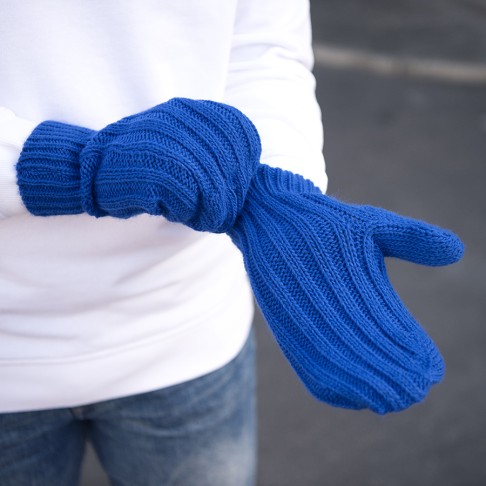 Варежки вязаные НАСВЯЗИ©, синий, 30% шерсть,70% акрил Варежки вязаные НАСВЯЗИ©, синий, 30% шерсть,70% акрил