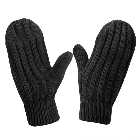 Варежки вязаные НАСВЯЗИ©, черный, 30% шерсть,70% акрил Варежки вязаные НАСВЯЗИ©, черный, 30% шерсть,70% акрил