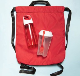 Набор подарочный FITKIT: бутылка для воды, контейнер для еды, рюкзак, красный