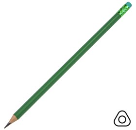 Карандаш чернографитный трехгранный TRINITY с ластиком, пластиковый, HB, зеленый
