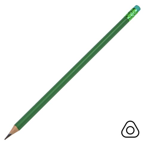 Карандаш чернографитный трехгранный TRINITY с ластиком, пластиковый, HB, зеленый Карандаш чернографитный трехгранный TRINITY с ластиком, пластиковый, HB, зеленый