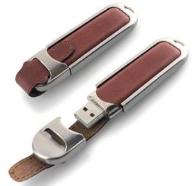 USB flash-память, 64 Mb; 6,4х2,3х1,02 см; металл, искусственная кожа