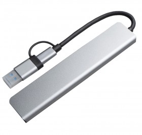 USB-хаб ROOT 8 в 1, серый, алюминий