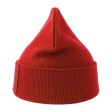 Шапка вязаная  двойная Wind-S, с отворотом и патчем, красный, 100% переработанный полиэстер