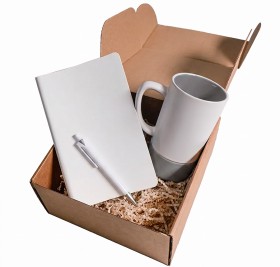 Набор подарочный ARTKITS: ежедневник, ручка, кружка с цветным дном, стружка, коробка, серый Набор подарочный ARTKITS: ежедневник, ручка, кружка с цветным дном, стружка, коробка, серый