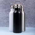 Бутылка для воды DISTILLER, 500мл. белый, нержавеющая сталь, бамбук