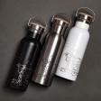 Бутылка для воды DISTILLER, 500мл. белый, нержавеющая сталь, бамбук