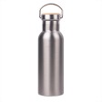 Бутылка для воды DISTILLER, 500мл. серебристый, нержавеющая сталь, бамбук