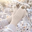 Варежки вязаные плотные НАСВЯЗИ©, бежевый меланж, 30% шерсть,70% акрил