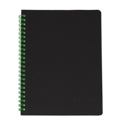 Блокнот на двойной пружине HELIX, 143 х 205 мм, черный с зелёным, блок в линейку