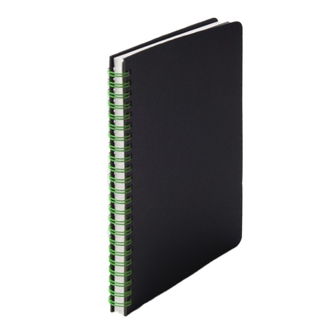 Блокнот на двойной пружине HELIX, 143 х 205 мм, черный с зелёным, блок в линейку