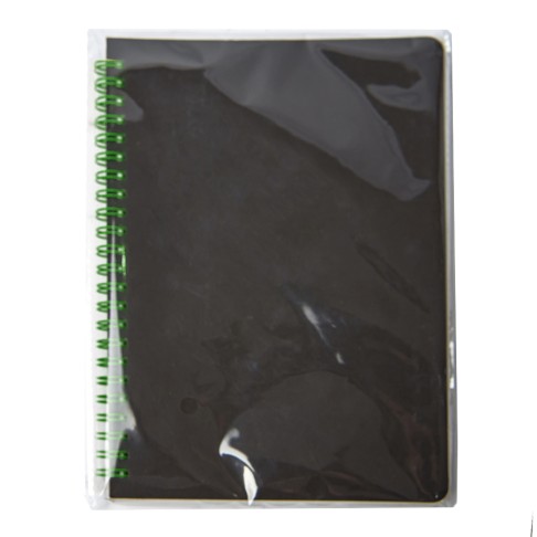Блокнот на двойной пружине HELIX, 143 х 205 мм, черный с зелёным, блок в линейку