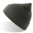 Шапка вязаная  двойная Wind-S, с отворотом и патчем, темно-серый, 100% переработанный полиэстер