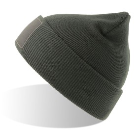 Шапка вязаная двойная Wind-S, с отворотом и патчем, темно-серый, 100% переработанный полиэстер Шапка вязаная двойная Wind-S, с отворотом и патчем, темно-серый, 100% переработанный полиэстер
