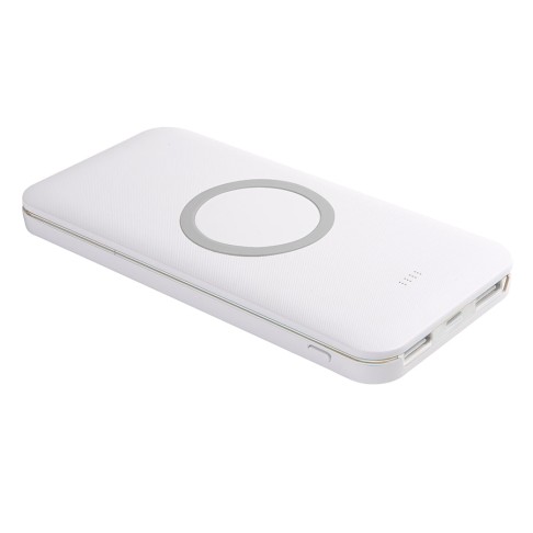 Универсальный аккумулятор с функцией беспроводной зарядки SATURN,белый с серым,15х7,3х1,2см