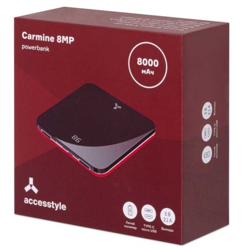 Внешний аккумулятор Accesstyle Carmine 8MP 8000 мАч, черный/красный Внешний аккумулятор Accesstyle Carmine 8MP 8000 мАч, черный/красный