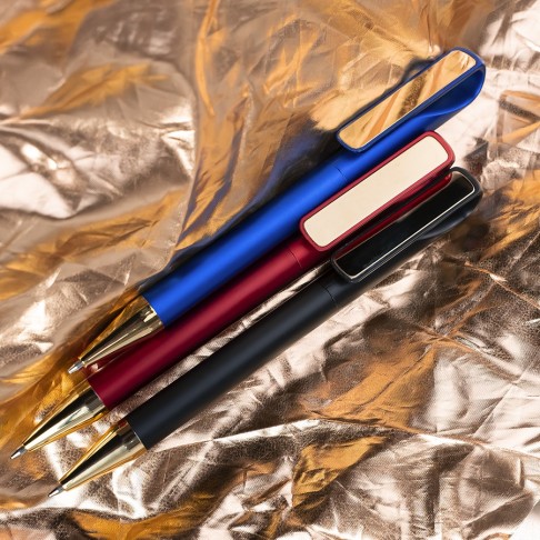 Ручка шариковая GLOSSY GOLD, черный металлик/золотой, пластик, металл