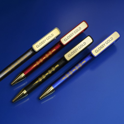 Ручка шариковая GLOSSY GOLD, серебристый/золотой, пластик, металл