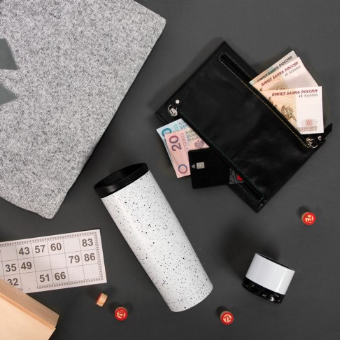 Термокружка вакуумная SPACE;  450 мл; белый; металл/пластик