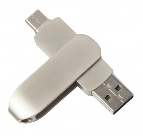 USB flash-карта CIRCLE OTG Type-C (8Гб), серебристая, 6,5х1,5х0,82 см, металл