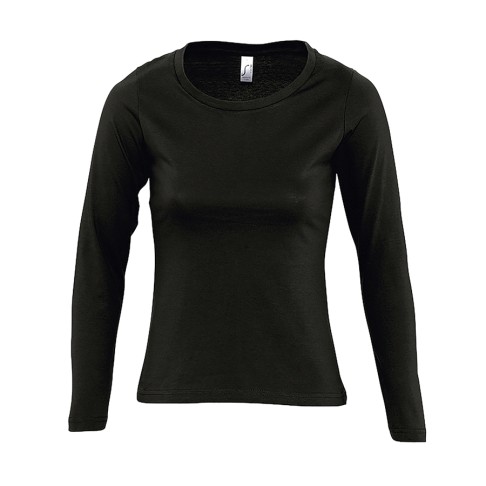 Футболка женская с длинным рукавом MAJESTIC, глубокий черный, XXL, 100% хлопок, 150 г/м2 Футболка женская с длинным рукавом MAJESTIC, глубокий черный, XXL, 100% хлопок, 150 г/м2