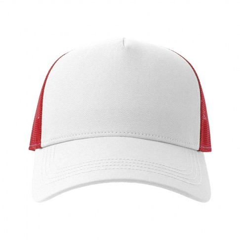 Бейсболка RAPPER COTTON-S, п. заст, 5 клин, белый/красн, 80% х-к, 20% п-й х-к/100% п-й п/э, 280 г/м2