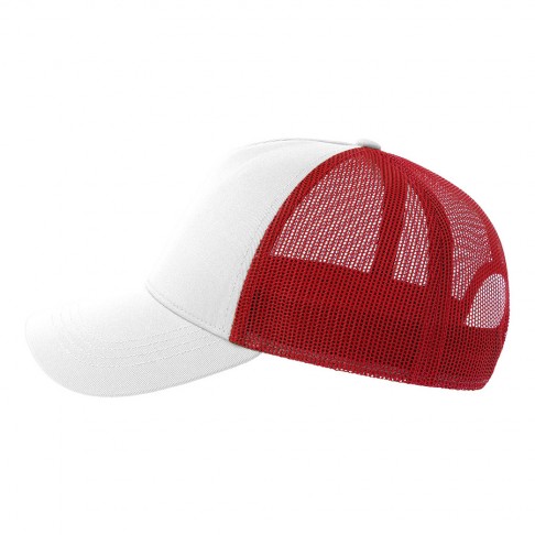 Бейсболка RAPPER COTTON-S, п. заст, 5 клин, белый/красн, 80% х-к, 20% п-й х-к/100% п-й п/э, 280 г/м2