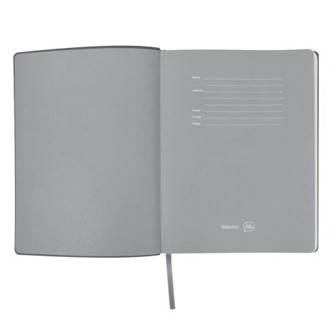 Бизнес-блокнот BIGGY, B5 формат, серый, серый форзац, мягкая обложка, в клетку