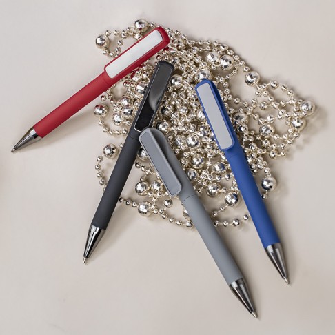 Ручка шариковая GLOSSY GUN с покрытием soft touch, черный/темно-серый, пластик, металл