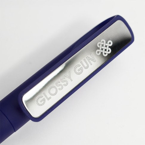 Ручка шариковая GLOSSY GUN с покрытием soft touch, синий/темно-серый, пластик, металл