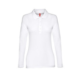 Рубашка-поло женская BERN WOMEN, д/р, белый, S, 100% хлопок, плотность 210 г/м2