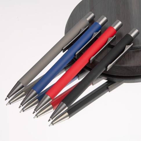 Ручка шариковая FACTOR, красный/темно-серый, металл, пластик, софт-покрытие Ручка шариковая FACTOR, красный/темно-серый, металл, пластик, софт-покрытие