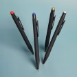 Ручка шариковая FACTOR BLACK со стилусом, черный/серебро, металл, пластик, софт-покрытие